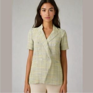 Plaid Double-Breasted Blazer